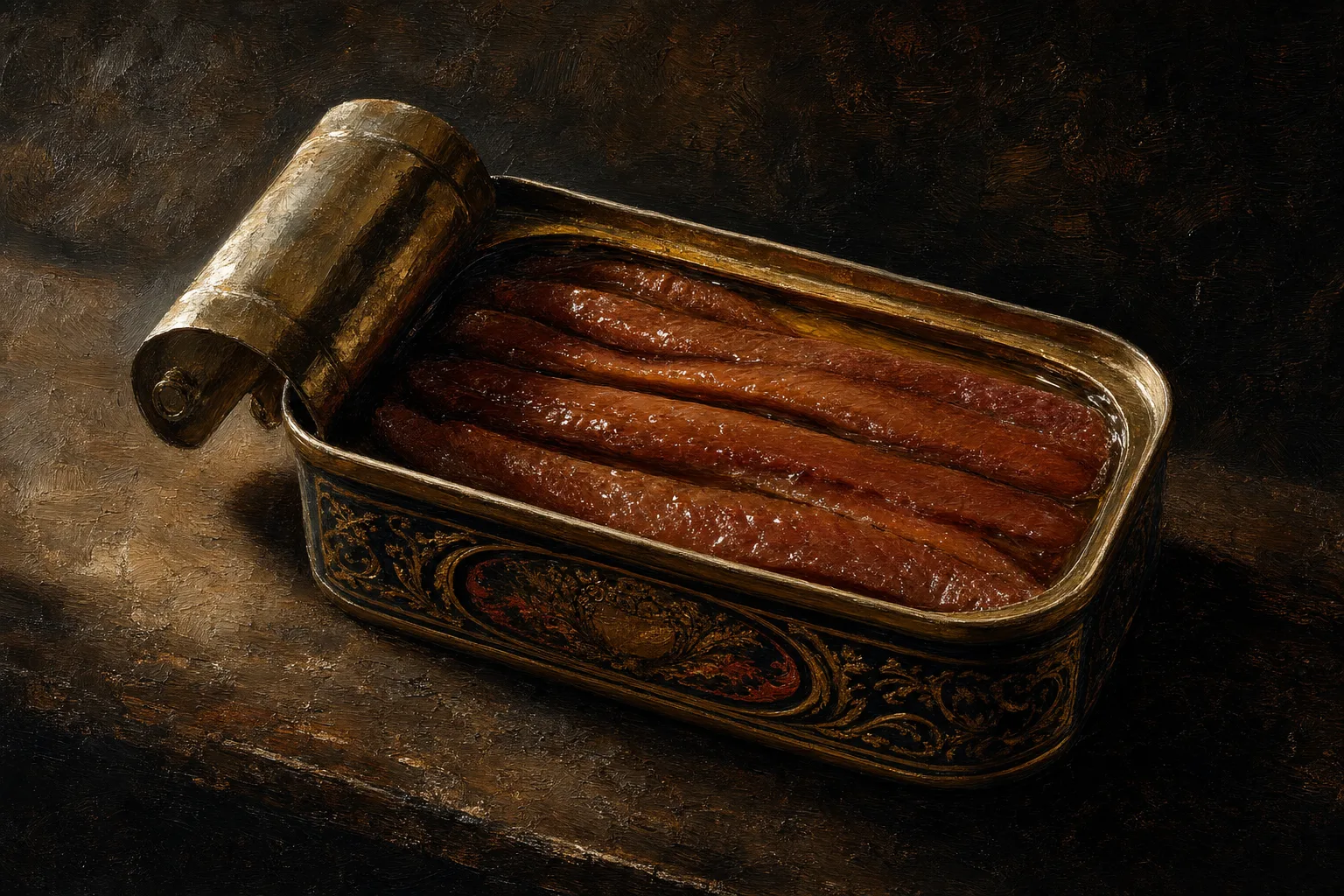 Painted illustration of Don Bocarte — Cantabrian Anchovies in Olive Oil